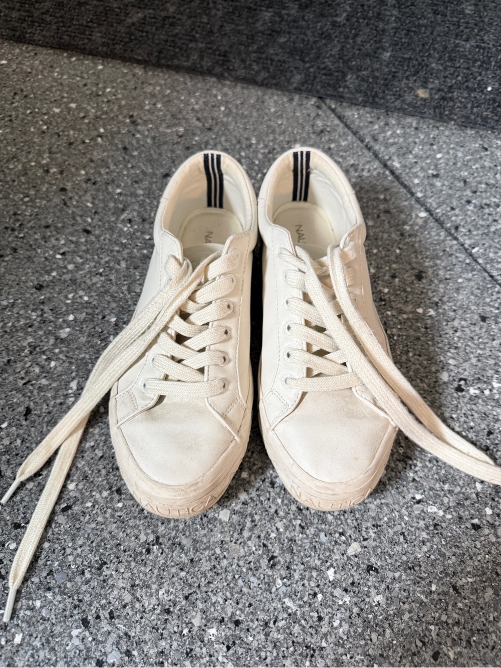 Nautica Cream Canvas Low-Top Sneakers